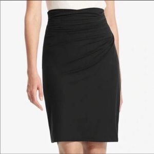 MM Lafleur The Soho Pencil Skirt Black Stretchy Ruched Jersey Knit Fitted